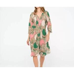 NEW ONESEASON faro middy poppy midi dress in green
